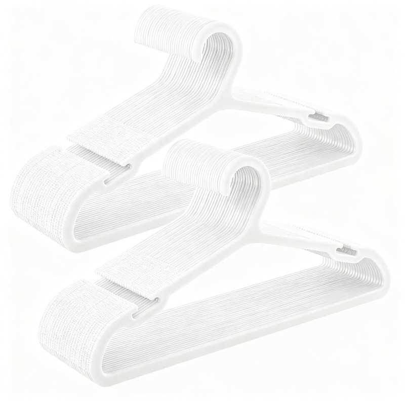 Cintres en plastique avec encoches larges, paquet de 50 (blanc nuage), Blanc nuage