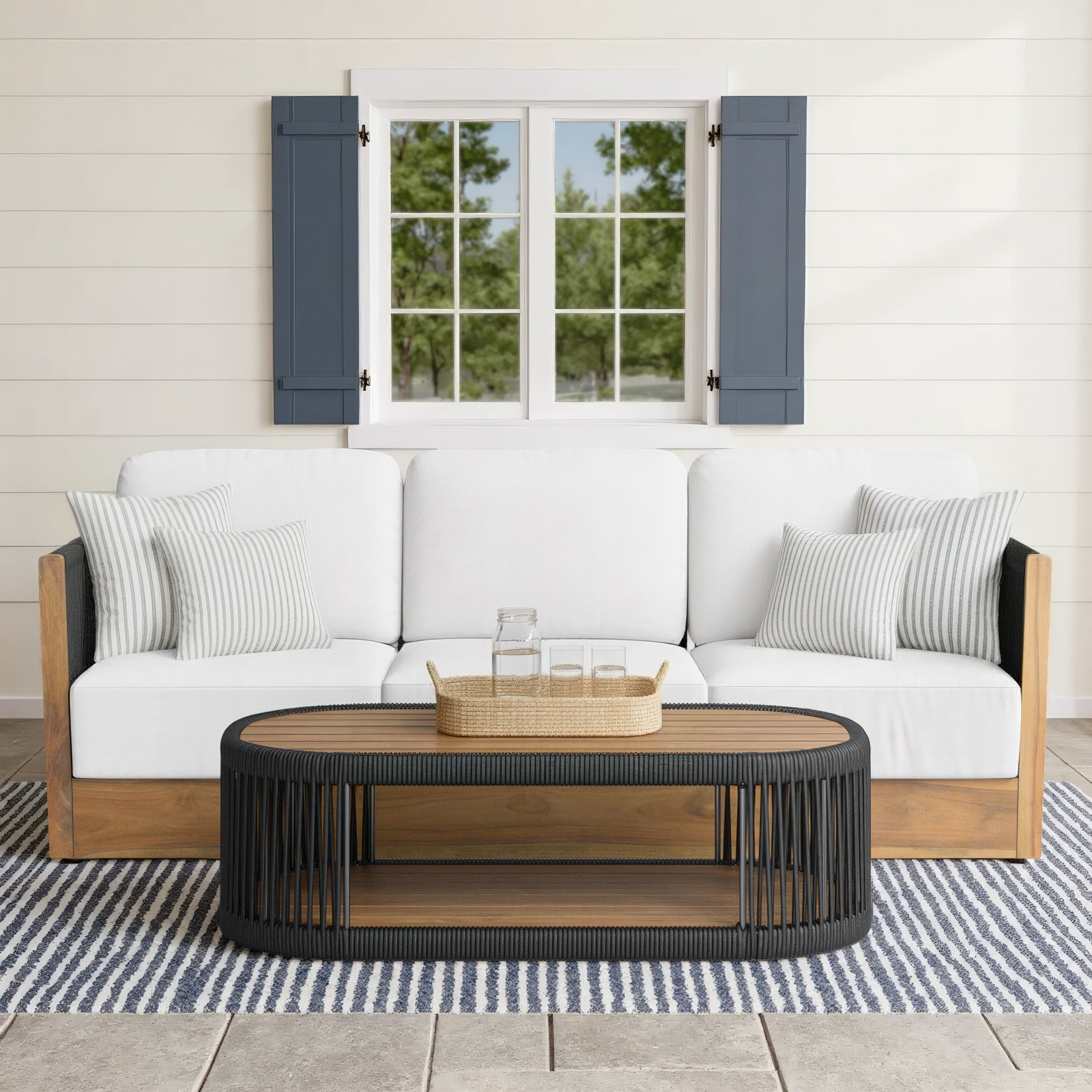 Aniston 2-Piece Teak Outdoor Sofa Seating Group with Sunbrella® Cushions