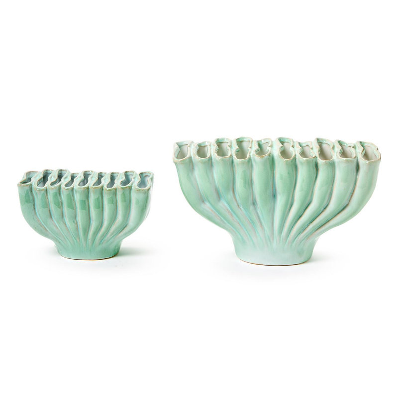 Ensemble de 2 vases en céramique Celadon, H 7 po