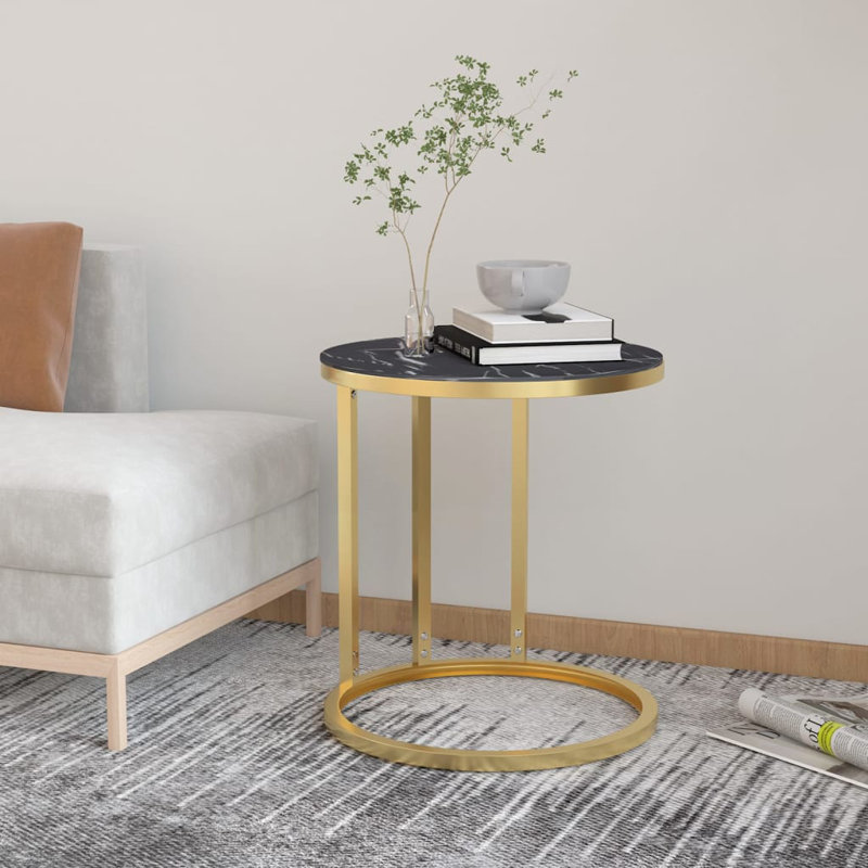 Slayden Glass Top Frame End Table, Black