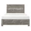 Très grand lit rustique gris, lit en bois avec sommier et rails