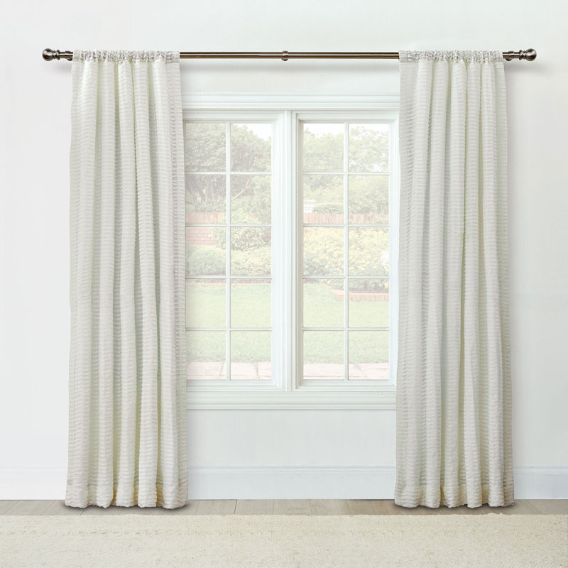 Yearling Pleated Sheer 100% Linen Semi Sheer Curtain Single Panel, 48" x 108", Flax