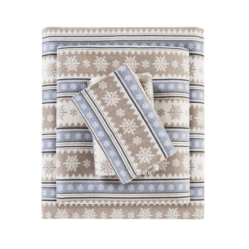 Drap-housse bleu 3 pièces en flanelle de coton 100%, brossé des deux côtés, ajusté entièrement élastiqué, lavable à la machine, avec 1 drap plat et 2 taies d'oreiller