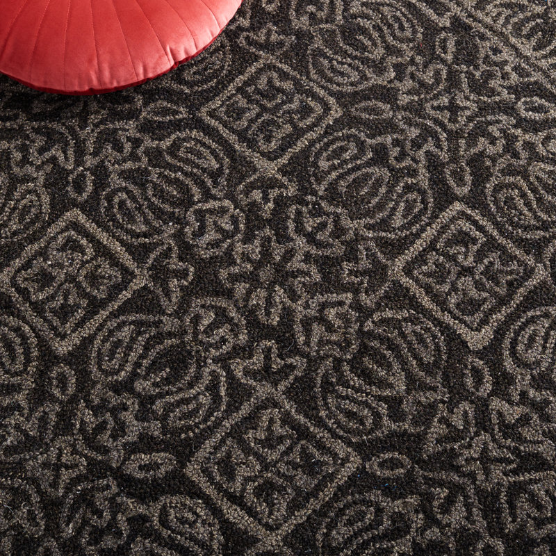 Dip Dye Hand Tufted Wool/Cotton Oriental Rug in Dark Gray, Rectangle 8' x 10'