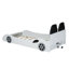 Lit de course en bois en forme de voiture simple à DEL avec rembourrage doux, blanc - coffre-fort et magnifique plateforme Led