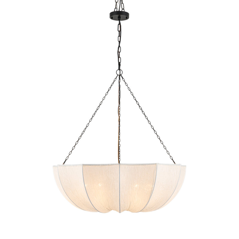 5 - Light Dimmable Bowl Chandelier, Matte Black, null