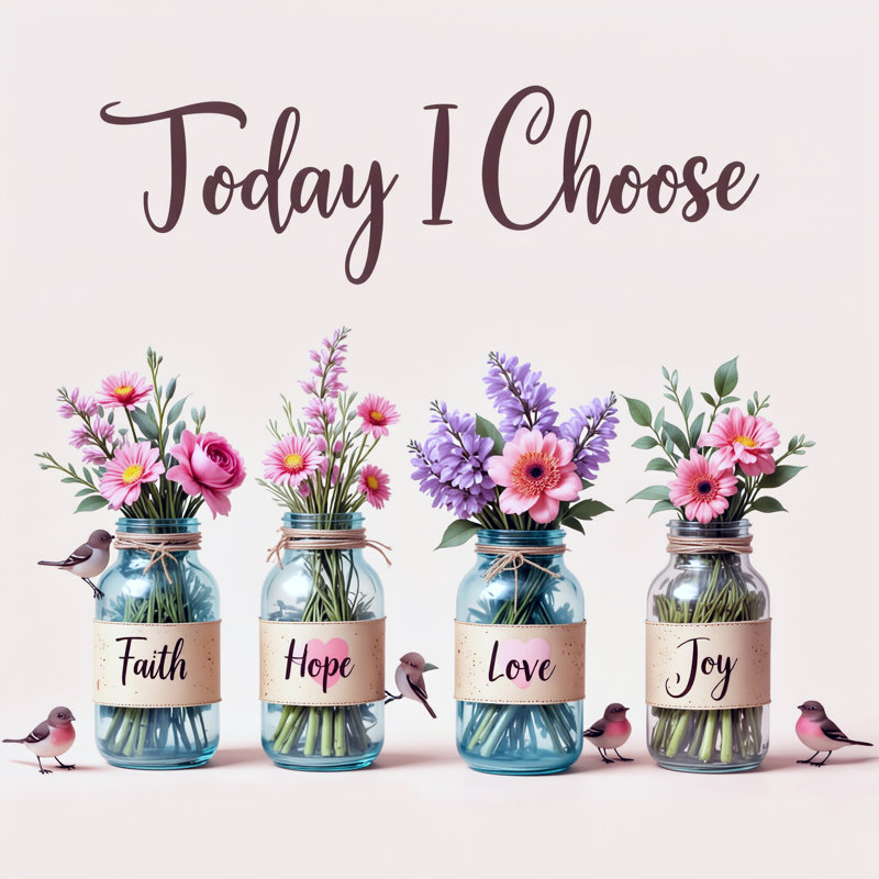 «Today I chois Faith Hope Love Joy», art mural sur toile tendue, 20"W x 20"H x 1.5"D