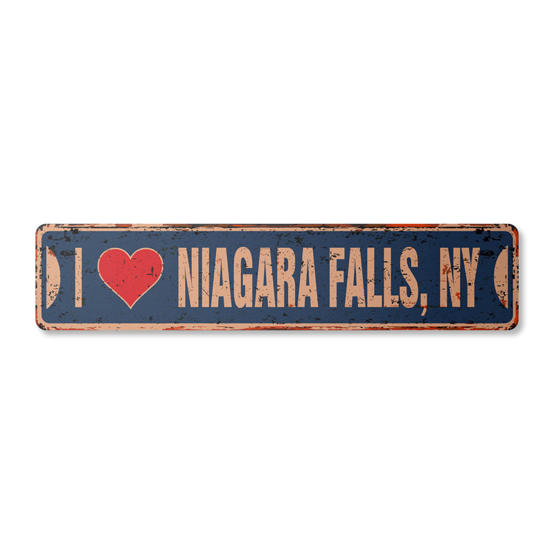 Plaque de rue Niagara Falls en aluminium 4 po x 18 po