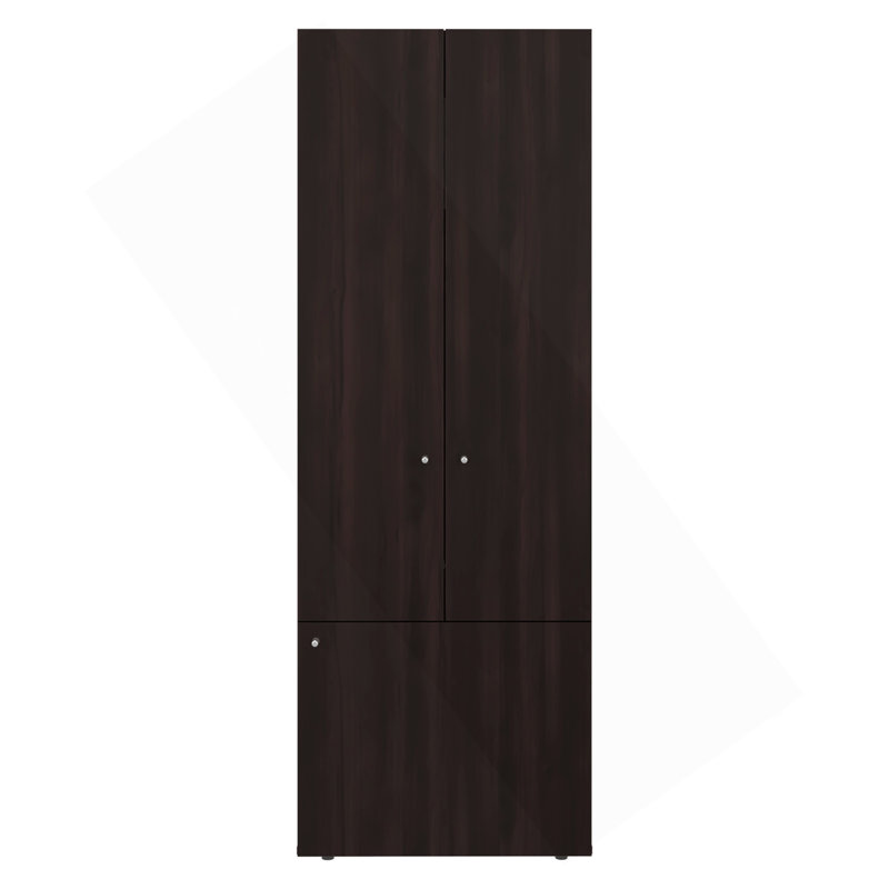 Armoire, 3 portes, 3 tablettes, noyer / wengé noir