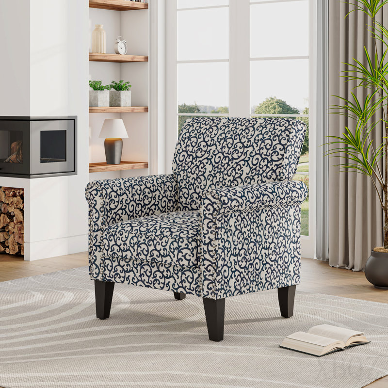Chaise d'appoint à motif de vigne bouclée noire avec pieds en bois massif brun foncé, Black