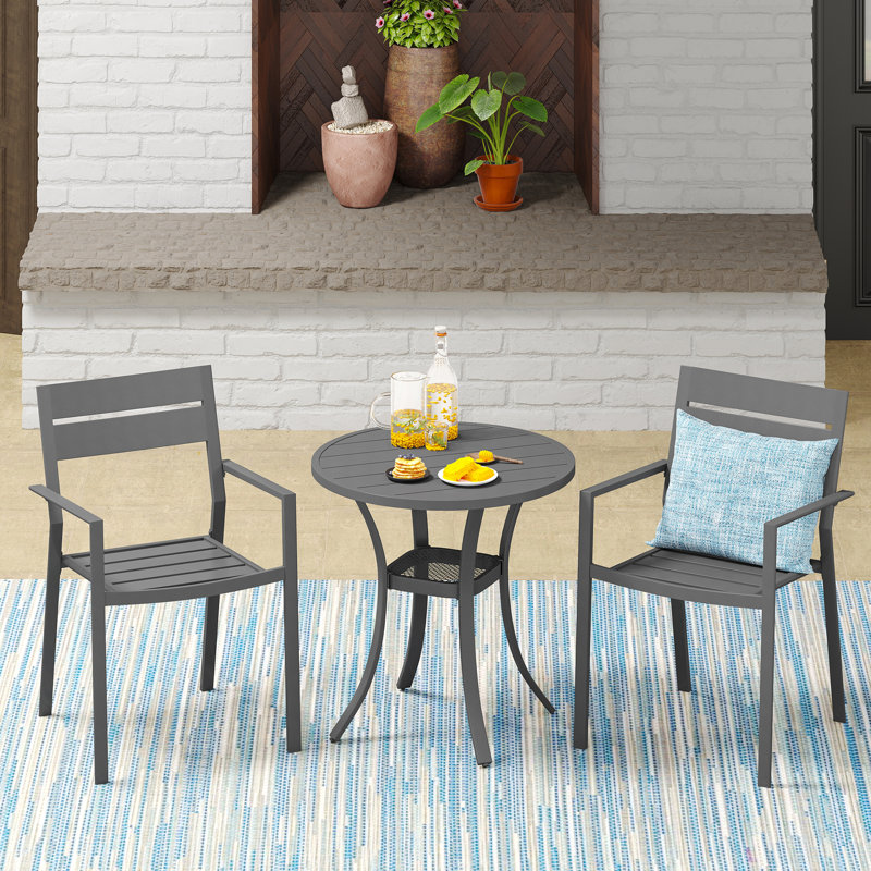 Rares 2 - Person Patio Dining Set with Round Table, Gray