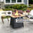 28 - Inch Square 40,000 Propane Gas Fire Pit Table With Unique Design, Brown, + Iron, Tile Desktop For Outdoor Ambiance Auto Ignition Propane, Frame Use