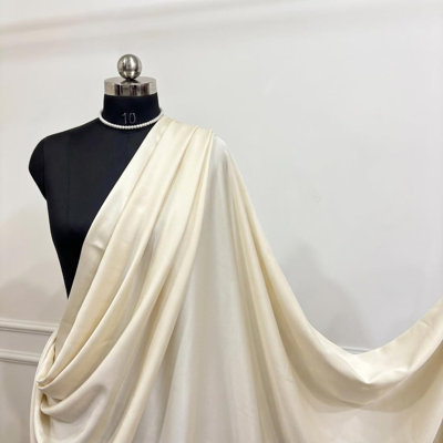 Duchess Peau de Soie Satin Fabric by the Yard- Valentina Textiles Inc - Beige