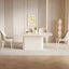 Ensemble de table de salle à manger 7 pièces, blanc crème, salle à manger-2045859675