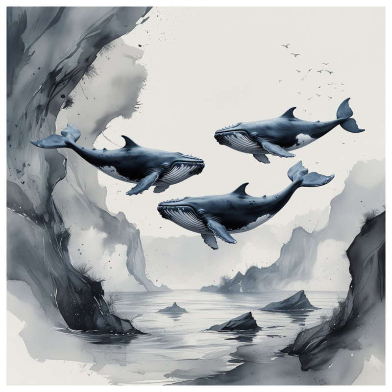 Baleines à bosse dans des housses de couette océan, Grand lit
