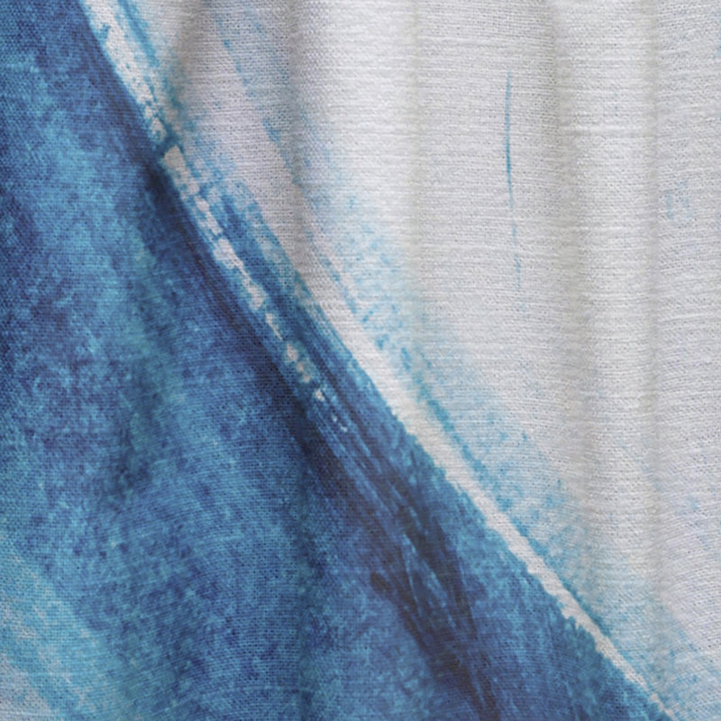 Rideau en velours moderne bleu foncé coups de pinceau - obscurcissant - 1 panneau