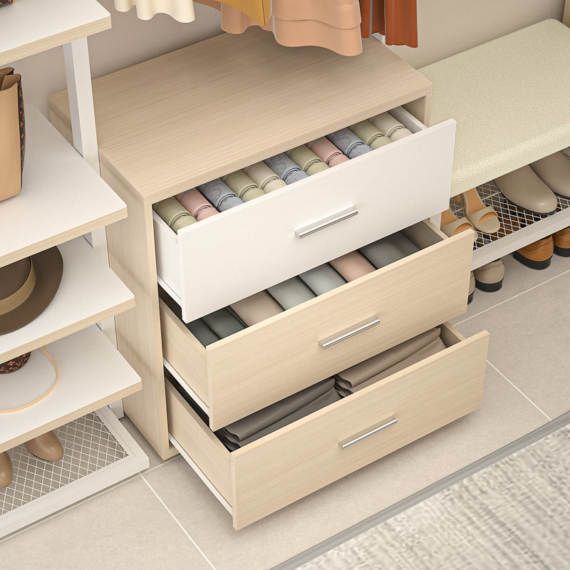 Système d'organisation à 6 tiroirs Strathaven, Blanc / beige