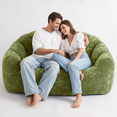Pouf géant, canapé, 140 x 98 x 61 cm, tissu en peluche, salon moderne