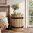 Round Barrel Side Table with Hidden Storage-1603453839