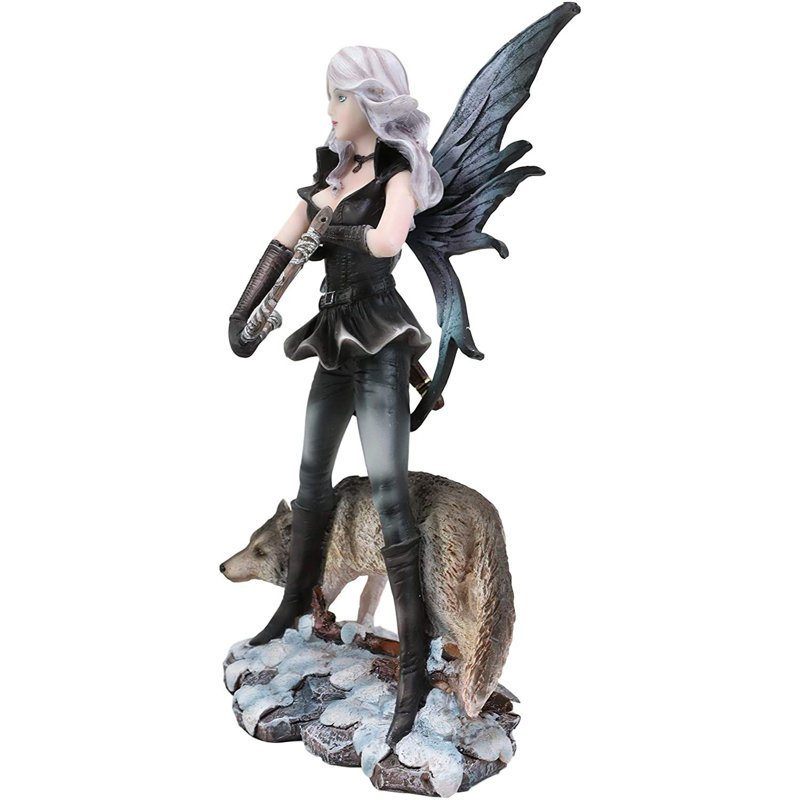 Hiver, neige, fée, déesse, Artémis, chasse avec loup