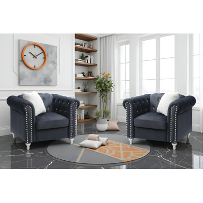 Ensemble de 2 chaises en velours Latonya