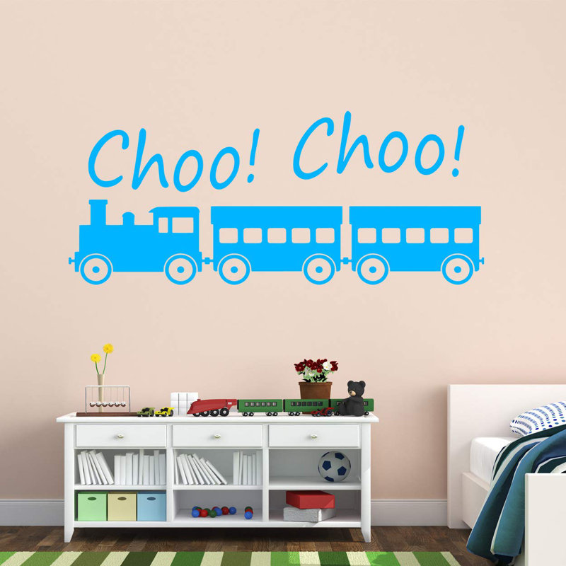 Décalcomanie murale Anadarko Choo Choo Train, H 14 po x l 30 po x P 0,01 po, Bleu ciel