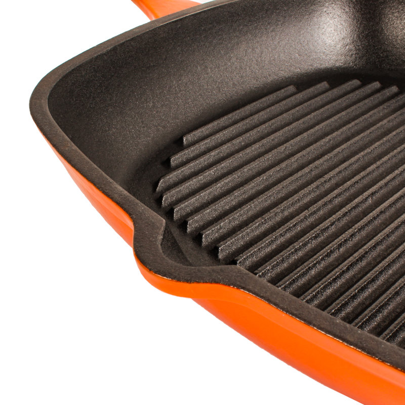 BergHOFF Neo 2Pc Orange Enamel on Cast Iron Cookware Set with 10" Fry Pan and 11" Grill Pan