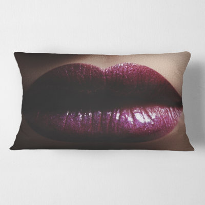 Close up of Female Plump Lips with Glitter Rectangular Pillow Cover & Insert