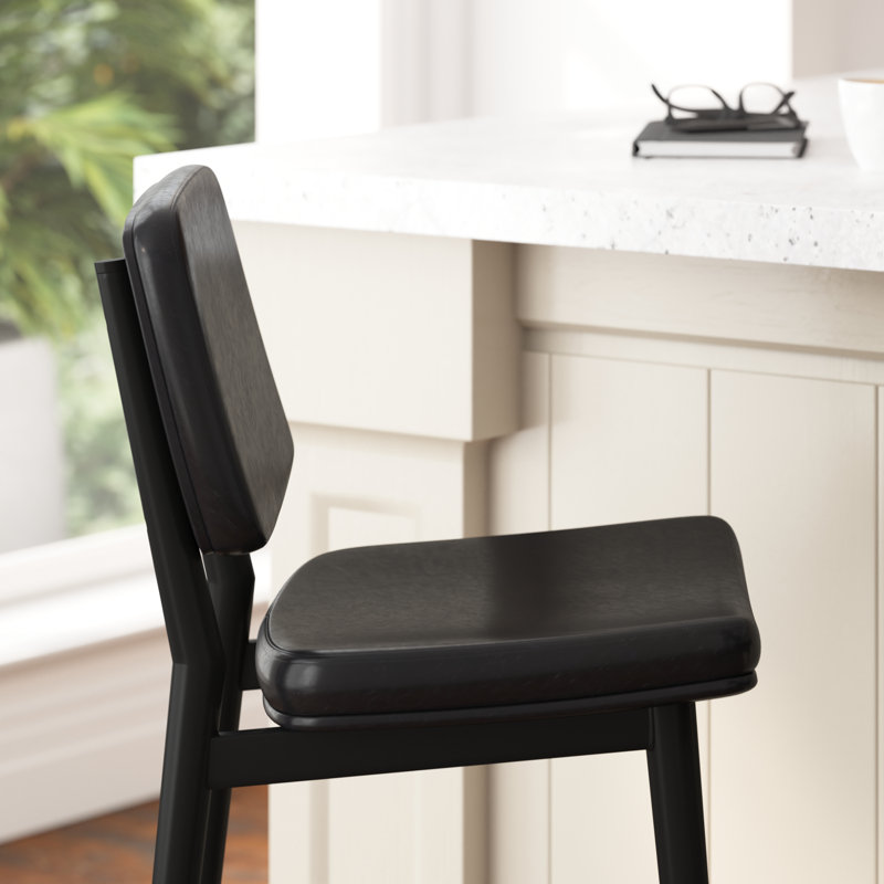 Crellus Upholstered Counter Stool with Metal Frame, Black