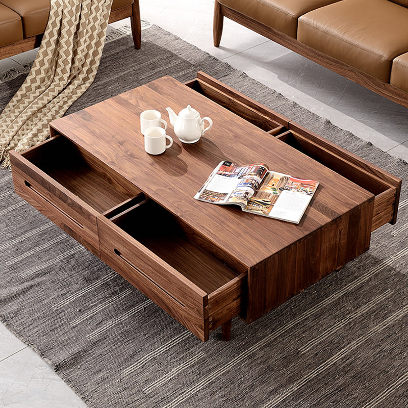 Table de bout en noyer noir, H 16,5 po x L 49,2 po x l 24,4 po