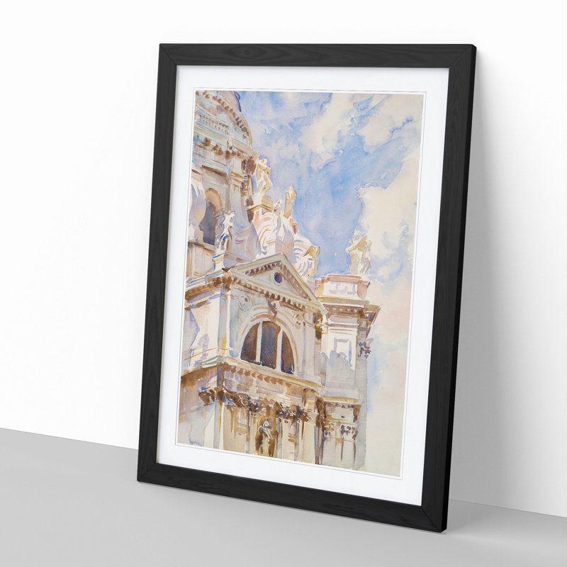 The Salute, Venice by John Singer Sargent - Picture Frame Painting, 36cm H x 27cm W x 2cm D, Black Framed