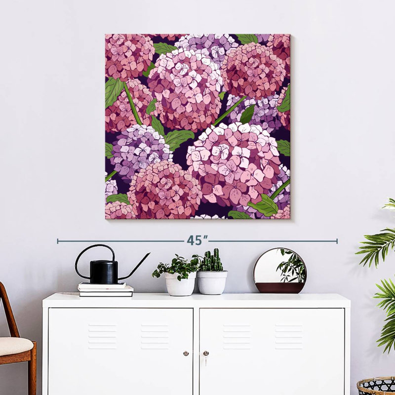 Hortensias roses et mauves Harnek, H 30 po x l 30 po