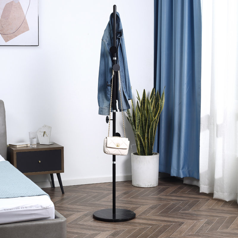 Gabriyel Steel Freestanding 8 - Hook Coat Stand, Black