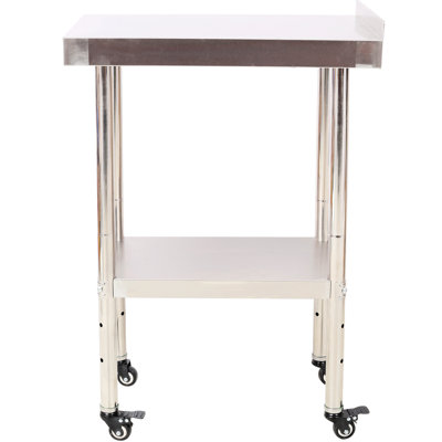 Table de travail robuste en acier inoxydable 24 x 15 35-1 / 2 pouces avec capacité de 440 lb, 4, dosseret et tablette réglable pour la salle de lavage, acier, table de travail, charge, dosseret, tablette inférieure, hôtel