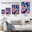 Wall Art Print Flower Blooms and Fronds Blue Floral Pattern Poster