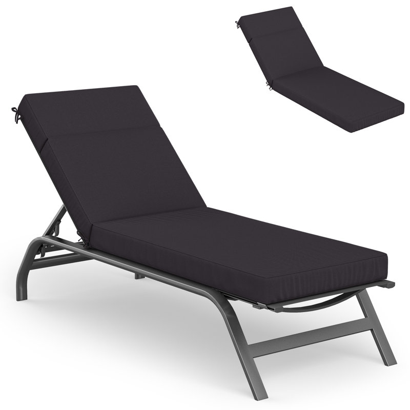 Outdoor Chaise Lounge Cushion – Weather-Resistant, Reversible, Plush Comfort, 26" W x 80" D, Gray