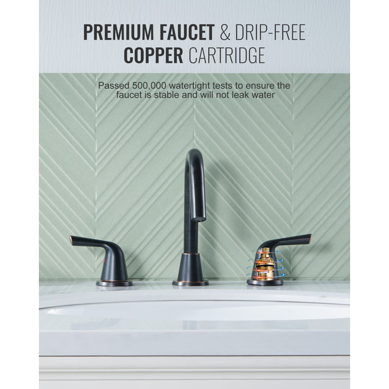 Widespread 2-handle Bathroom Faucet with Drain Assembly, Oil Rubbed Bronze