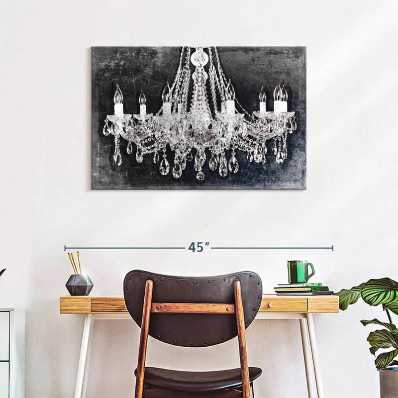 Lustre en cristal grunge sur toile, H 24 po x l 36 po x P 1,25 po