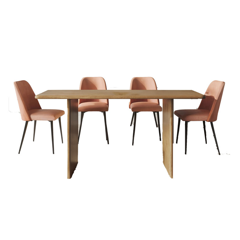 Edinburg 4 - Person Mango Solid Wood Dining Set, Light Brown