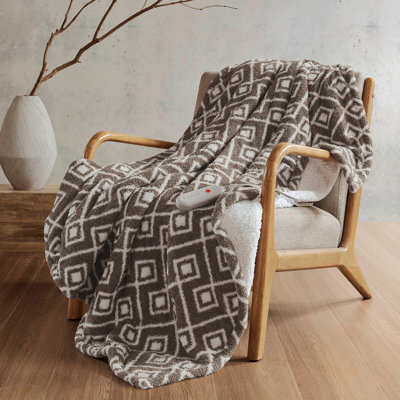 1 PCS 50X60" Dream Soft Heated Throw Brown Geo