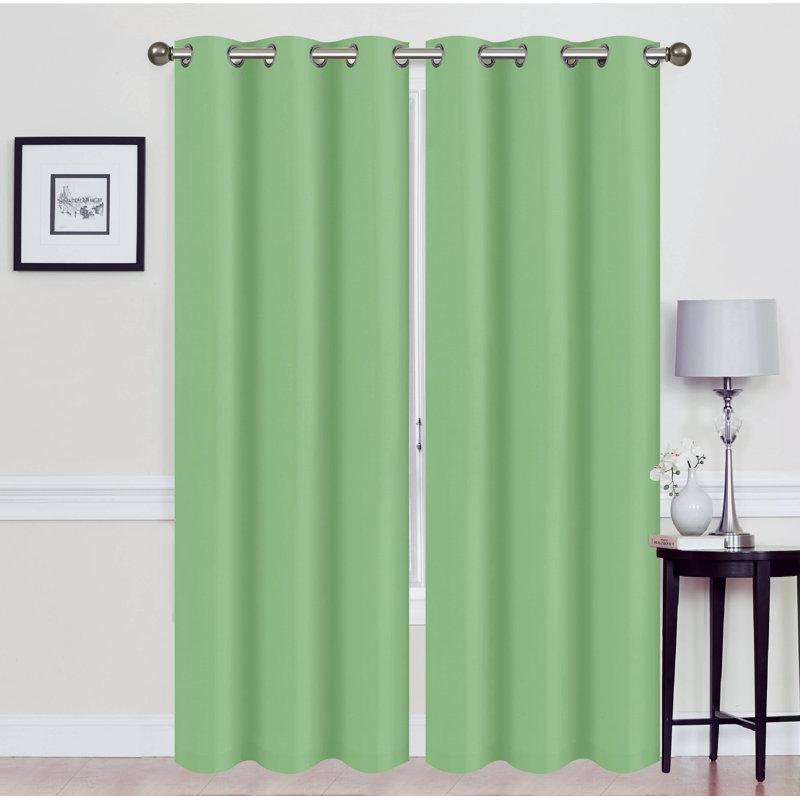 Solid Blackout Thermal Grommet Curtain Panel Set, Sage, 38" W x 84" L