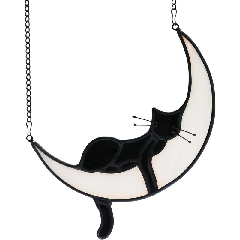 Panneau de fenêtre décoratif en acrylique teinté avec fenêtre et chat, Blanc / noir