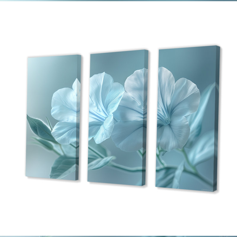«Blue Crystal Morning Glory Flowers Photo II - Morning Glory», ensemble de reproduction d'art mural