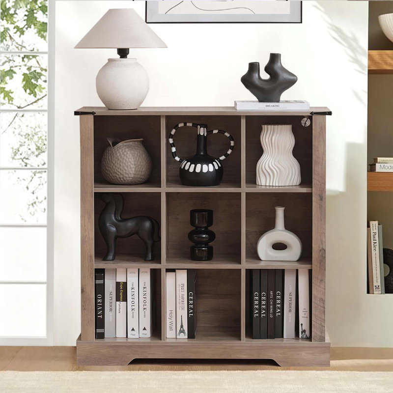 Bibliothèque à 9 cubes avec lumières DEL, Gris