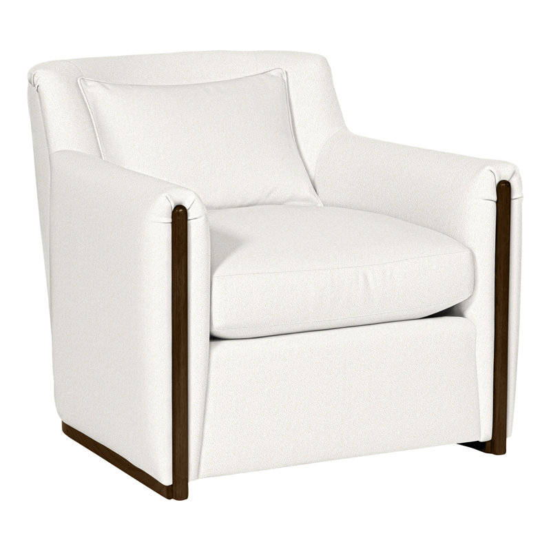 Thom Filicia Home 32.5" Wide Upholstered Armchair, Kennelly Snow Polyester Blend, Havana