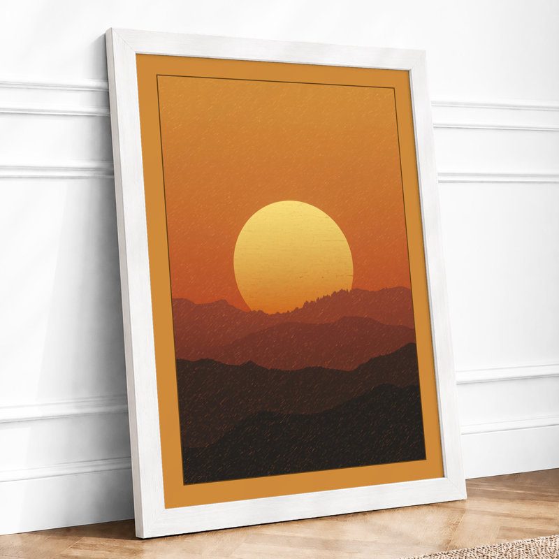 Sun Over Mountains Minimalist - Print, A3 - 42.0 x 29.7 cm, White