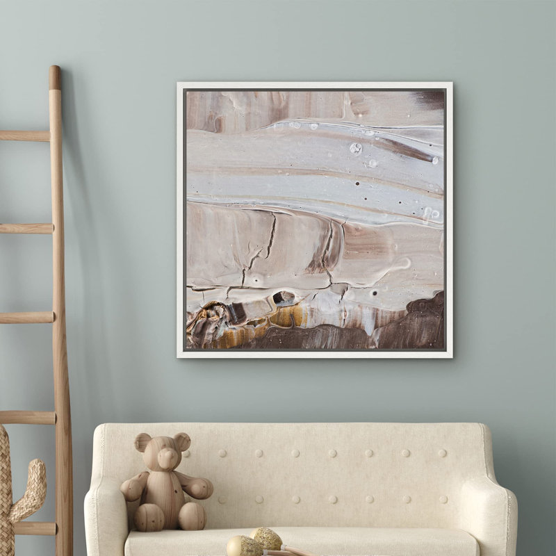 «Smeared Paint Brown White Color Field Abstract Shapes Modern Art Alternative Colorful», reproduction d'art sur toile, Blanc