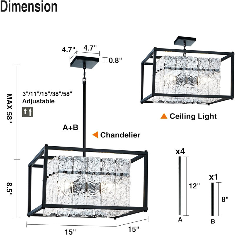 Jesal 4 - Light Rectangle Chandelier