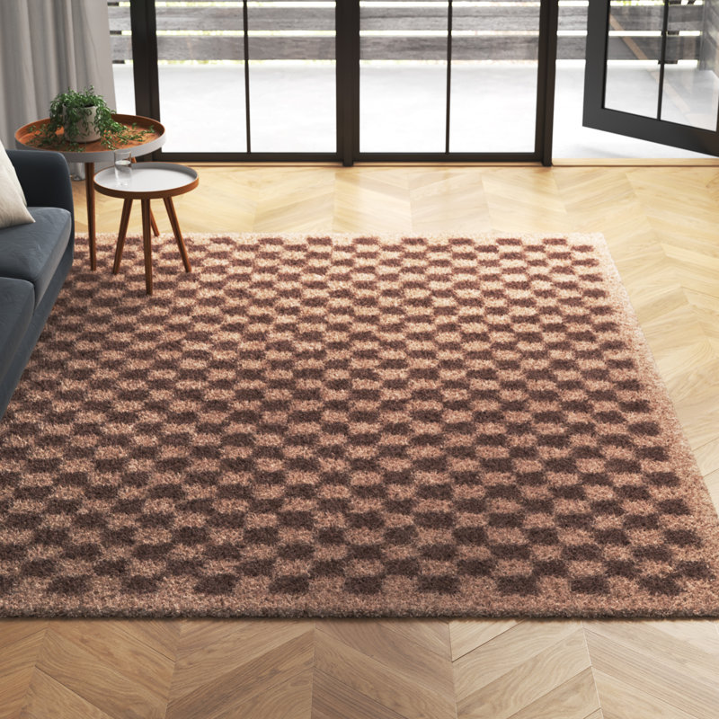 Tapis à poil long à carreaux marcheur Walker, Rectangle 8 pi 9 po x 12 pi