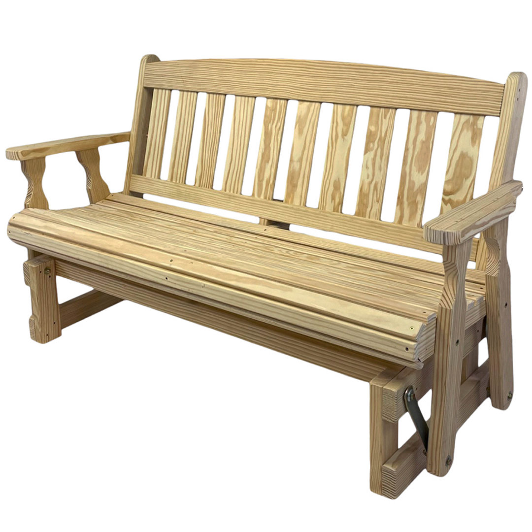 Heavy Duty 800 Lb Mission Treated Porch Glider Bench, 4ft Amish Casual Frame 